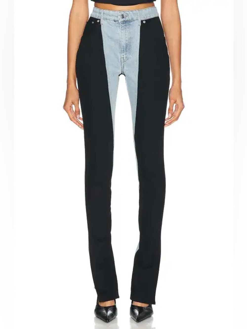 NWT Sz 29 Mugler Bi-color Skinny Jeans Tokyo Blue & Black ($670)